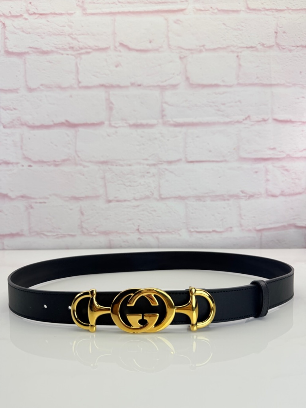 Gucci Zumi Smooth Leather Belt Black  550122 85/34 - Picture 2 of 11